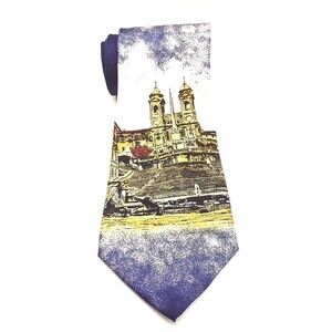 Raffaello Roma‎ Fabio Roma Silk Tie Spanish Steps Rome Italy Landmark